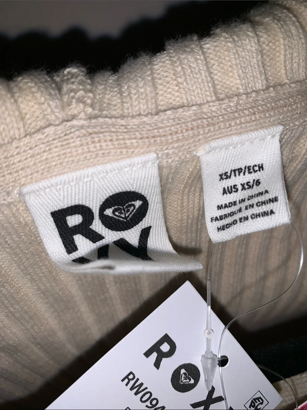 Roxy Ribbed Zip Hoodie in Cream - Picture 4 of 12
